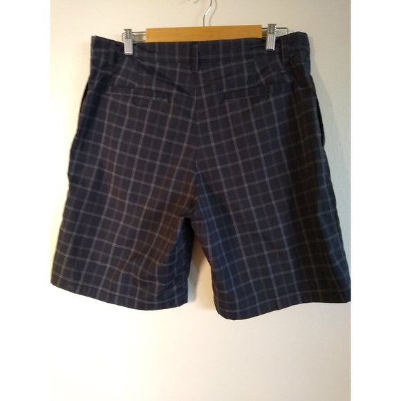 Men's Black Plaid CHAMPION Flat Front Dress Shorts Size 36 - Picture 2 of 6